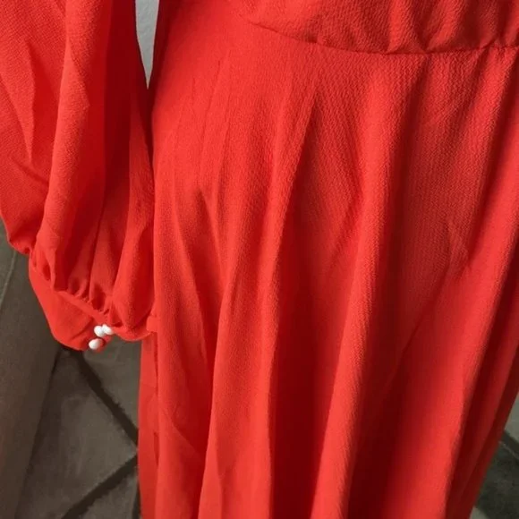 MEGHAN LA long sleeve flowyMaxi Dress in color flame - Picture 6 of 10
